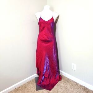 Sz 14 (fits modern 8-10) Y2K Vintage Niki by Niki Livas Fuchsia/Blue Gown Dress